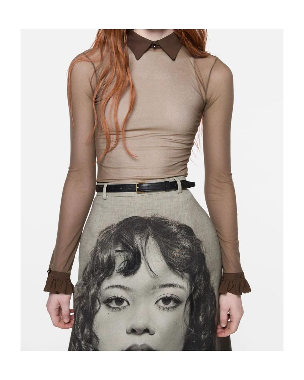 Acne Brown Sheer Nylon Shirt