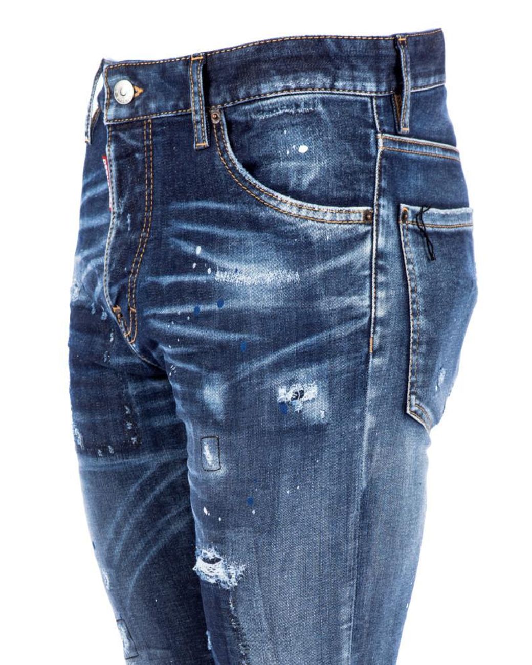 DSquared² Blue Mid-Rise Distressed Skinny Jeans for men