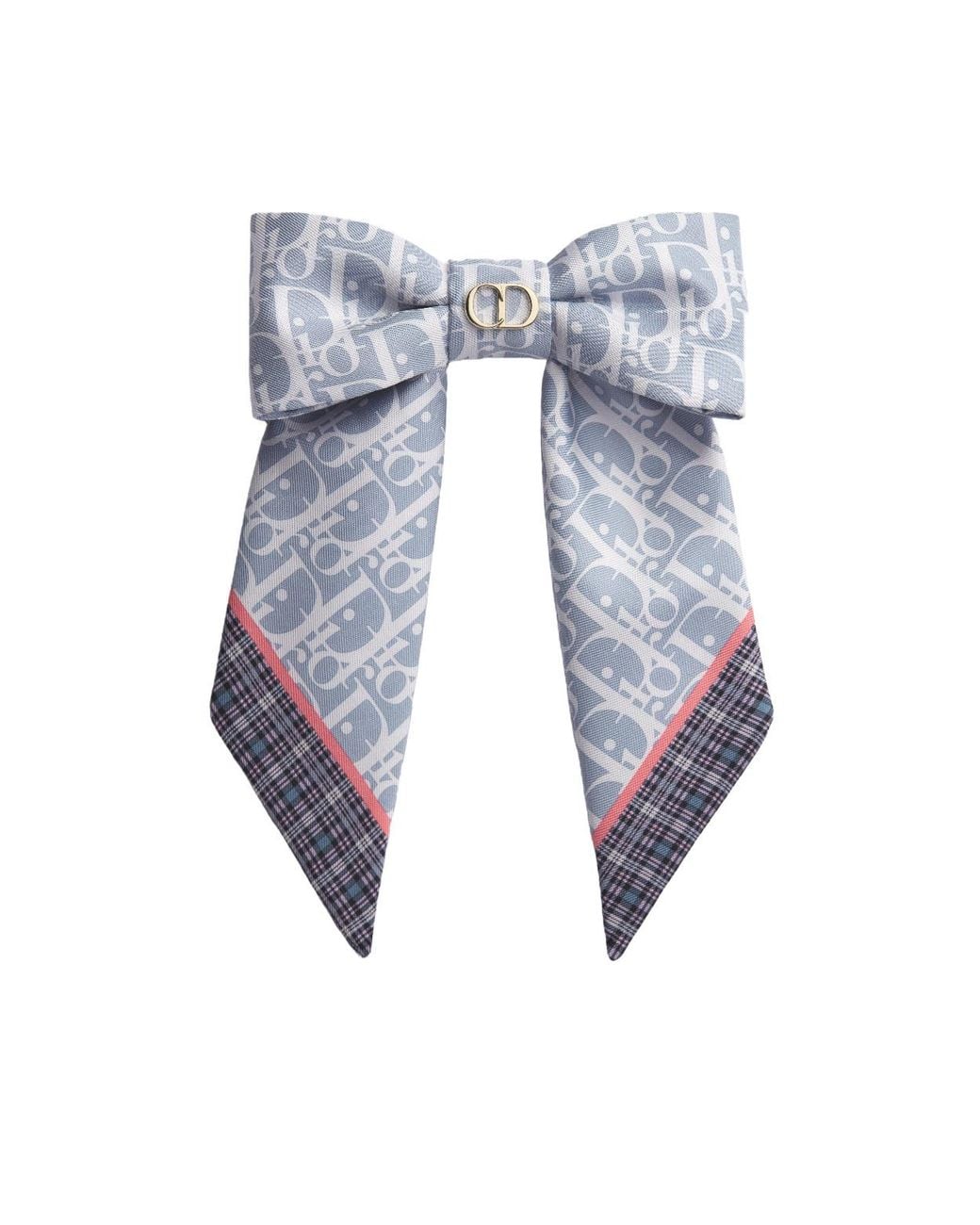 Dior Blue Large Infini Tartan Twist Bow