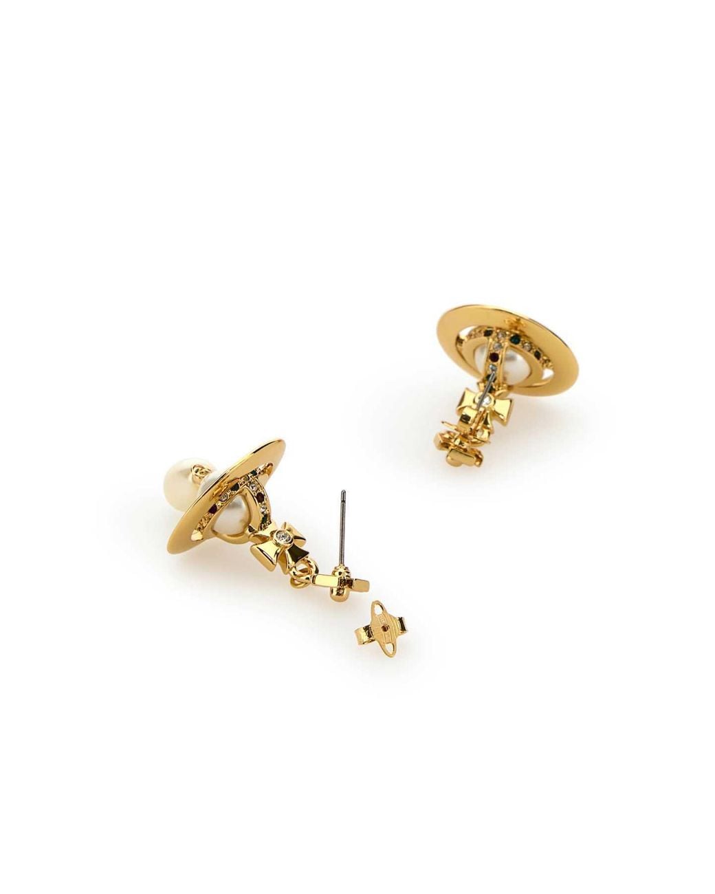Vivienne Westwood White Orb Embellished Drop Earrings