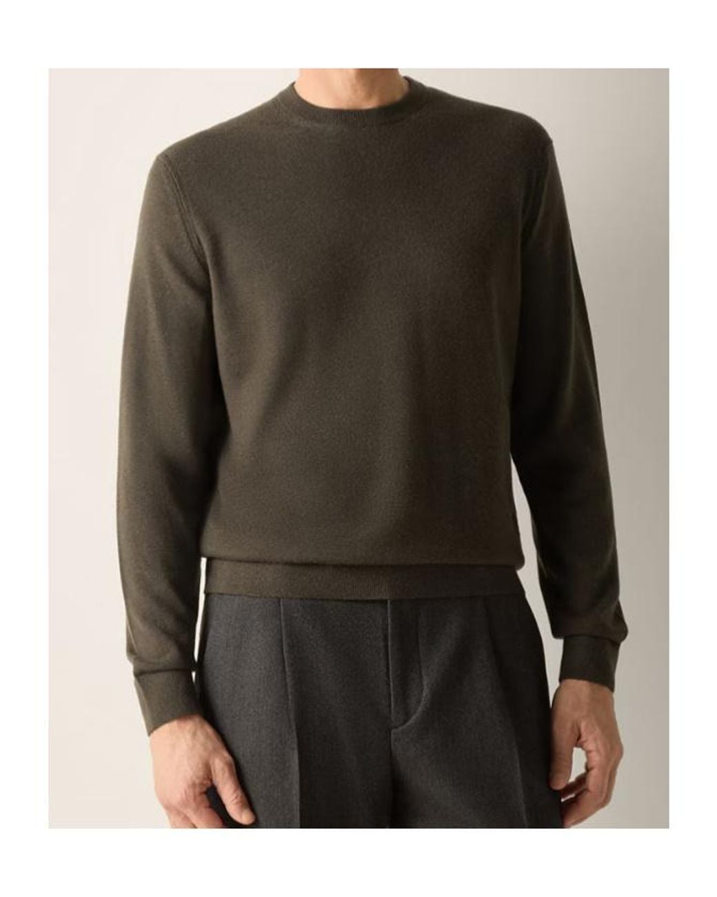 Zegna Green Crewneck Cashmere Knitted Sweater for men