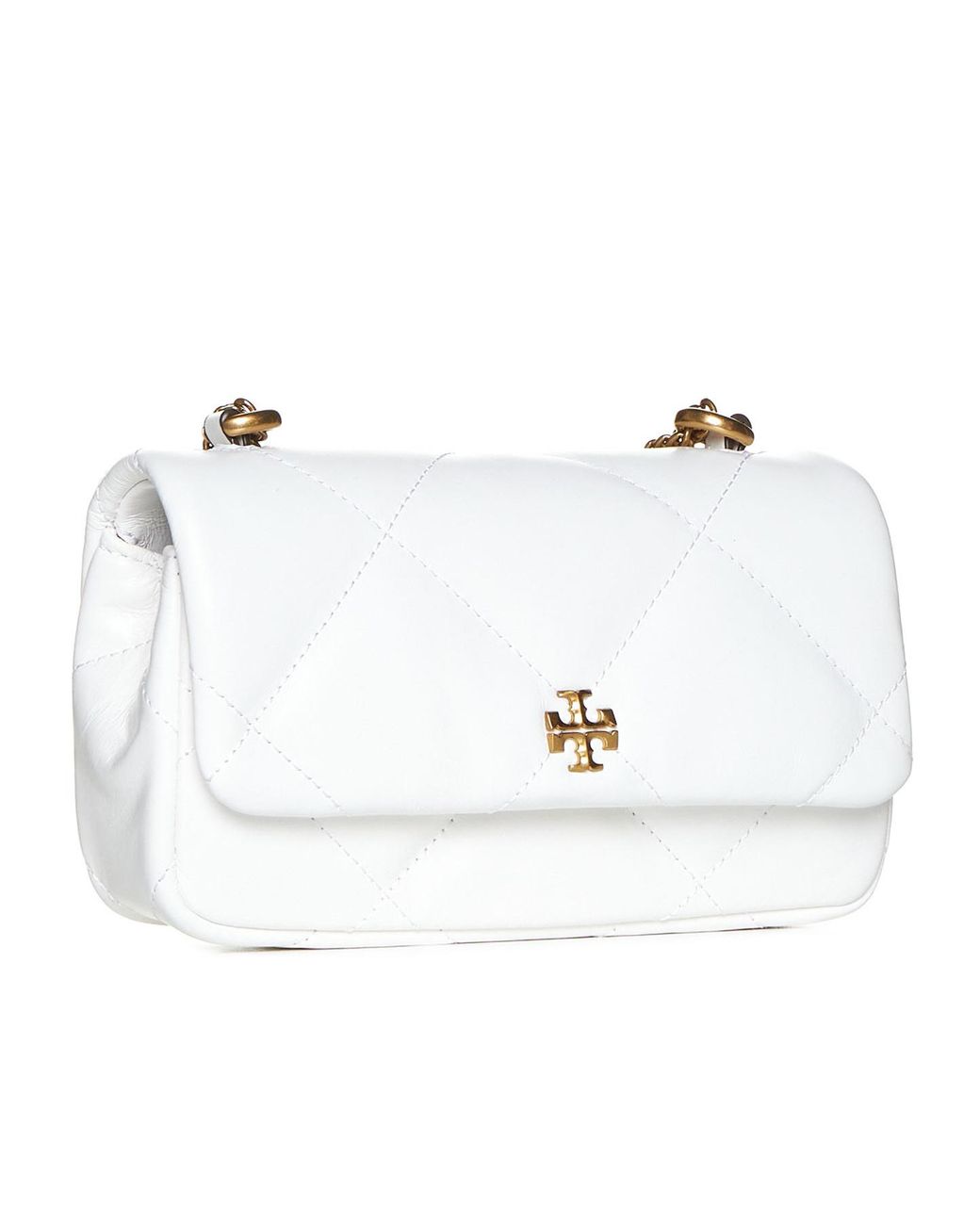 Tory Burch White Kira Diamond Quilted Mini Shoulder Bag
