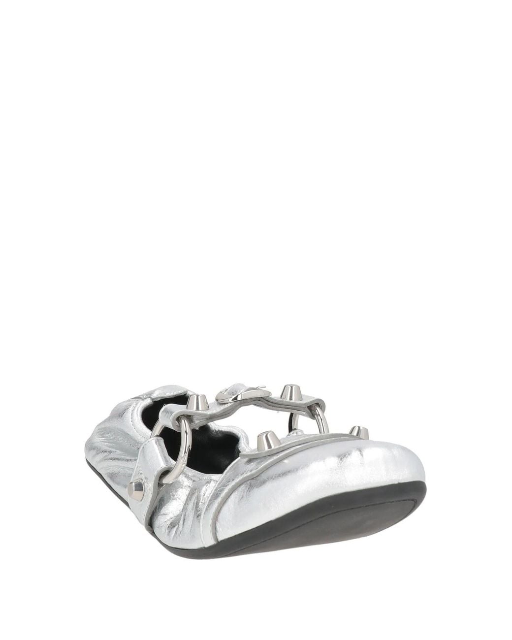 Balenciaga White Metallic Mary Jane Flats