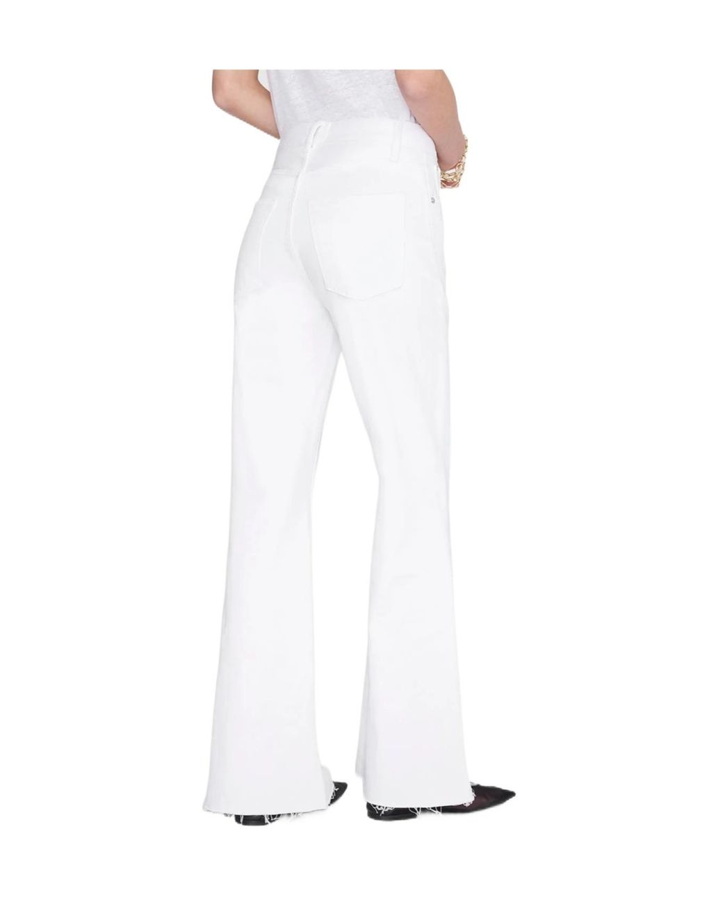 Anine Bing White Wyatt Raw-Cut Denim Jeans