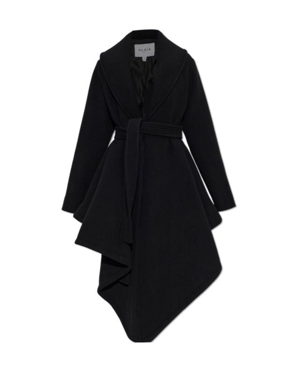 Alaïa Black Alaïa Belted Asymmetric Robe Coat