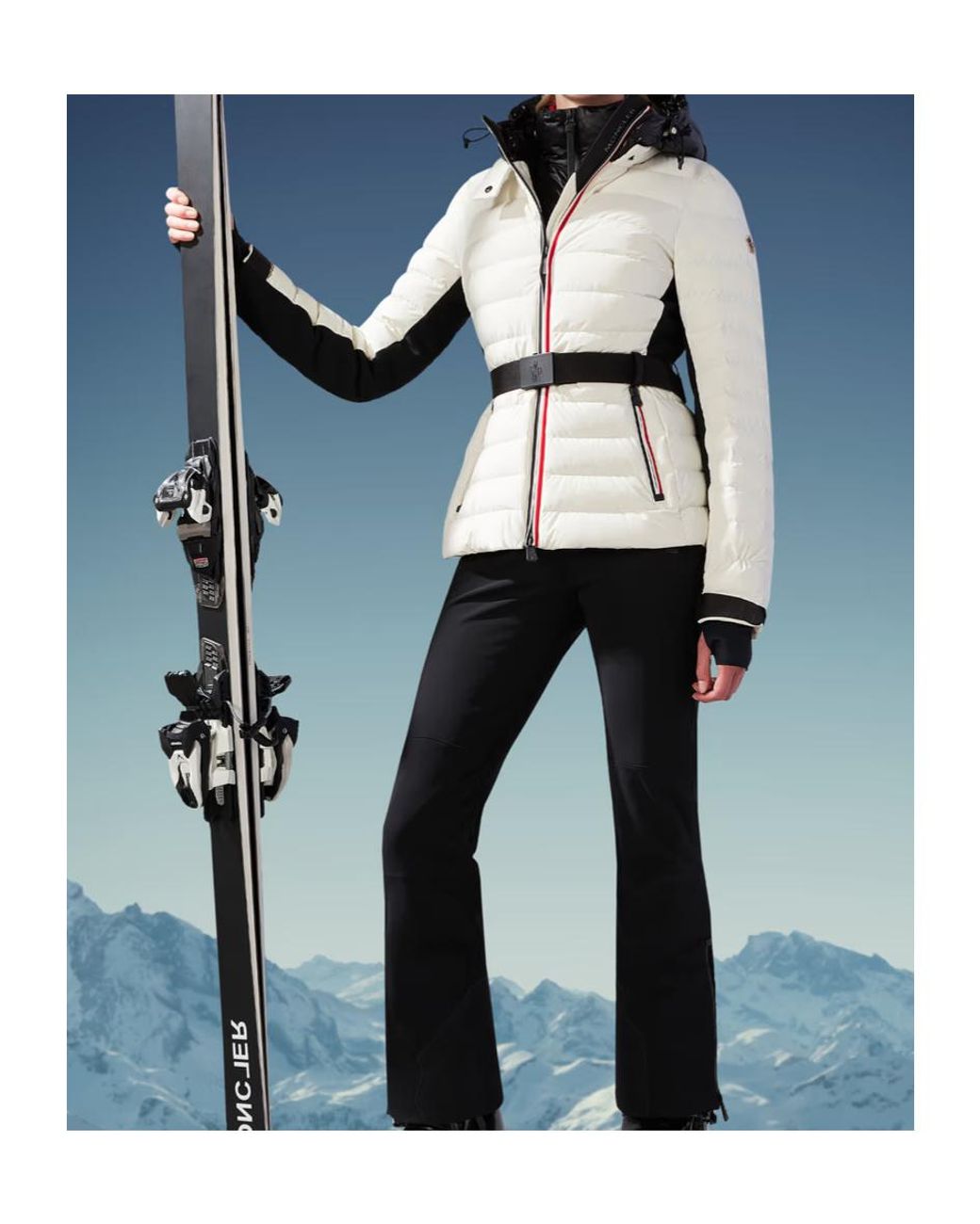 Moncler White Bruche Hooded Down Ski Jacket