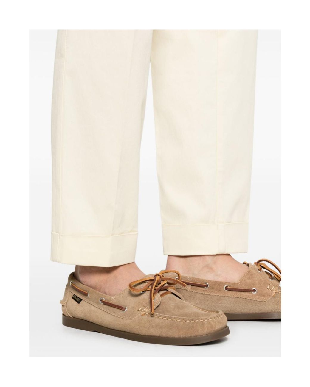 Incotex White Pleated Cuffed Pants for men