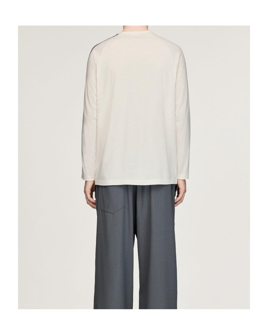 Y-3 Natural Long Sleeve Logo T-Shirt for men