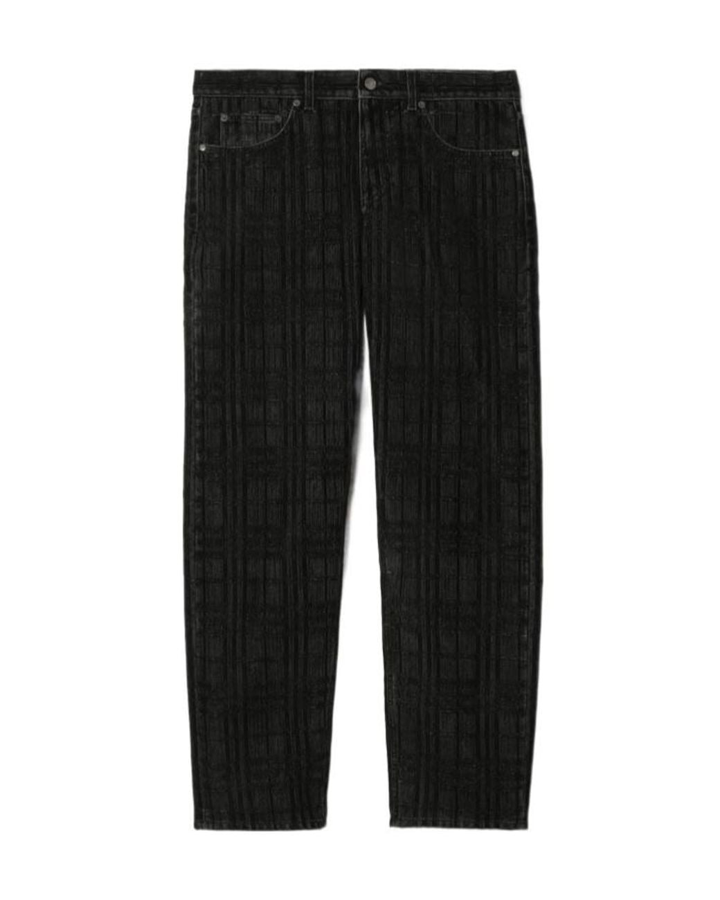 Burberry Black Check Flocked Straight Jeans for men