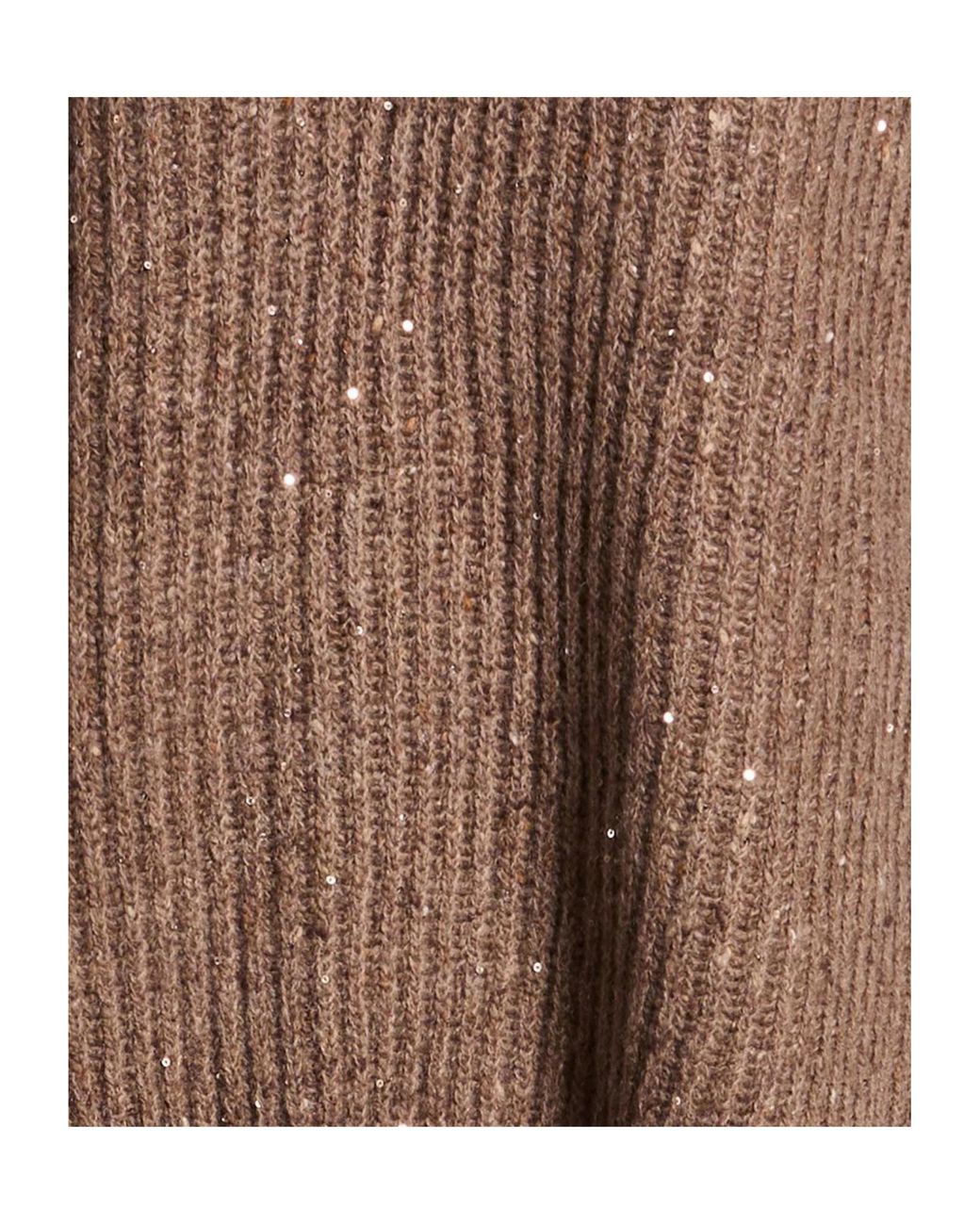 Brunello Cucinelli Brown Vneck Shortsleeve Knit Top