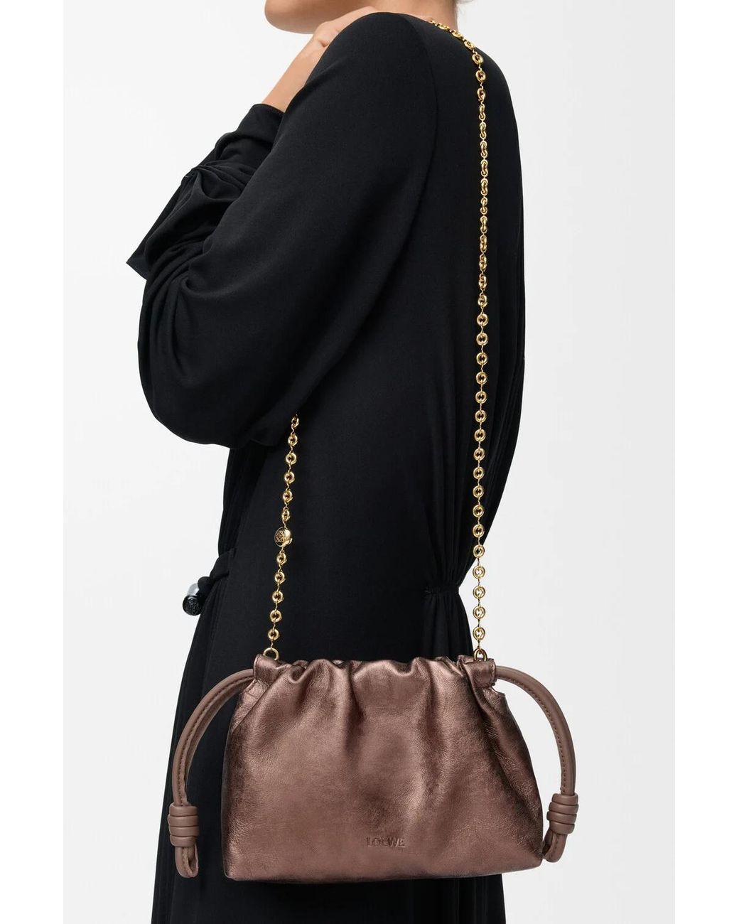 Loewe Brown Mini Flamenco Clutch Bag