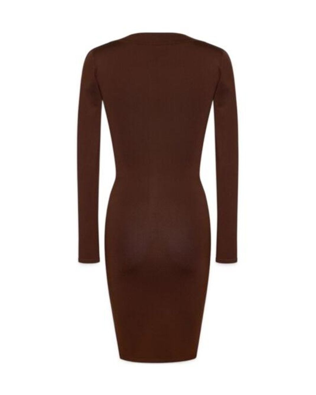 Saint Laurent Brown Décolleté Long-Sleeved Knitted Dress