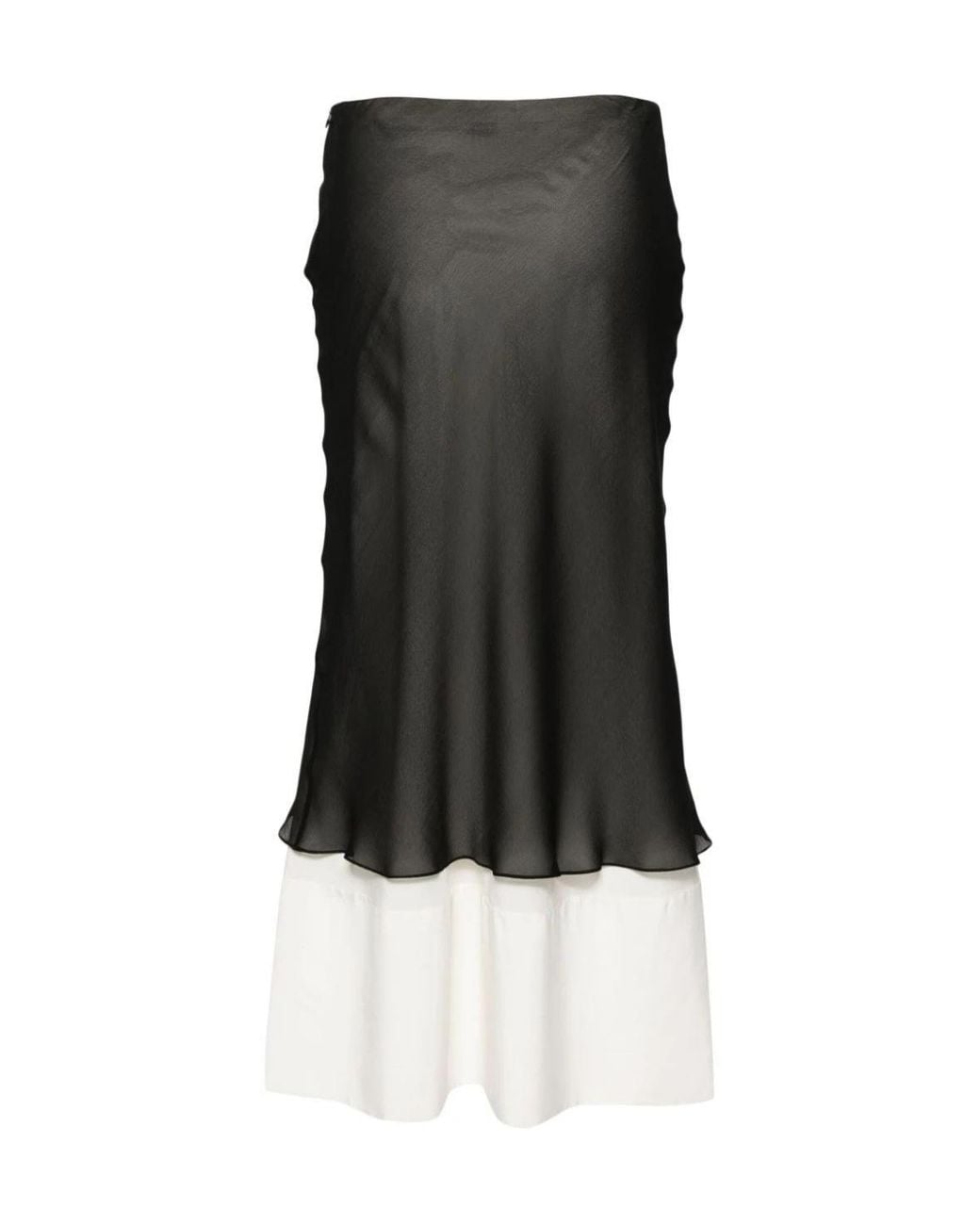 Quira Black Flowing Asymmetric Skirt With Contrast