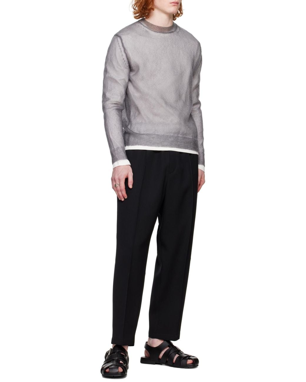 Jil Sander Gray Layered Jumper for men