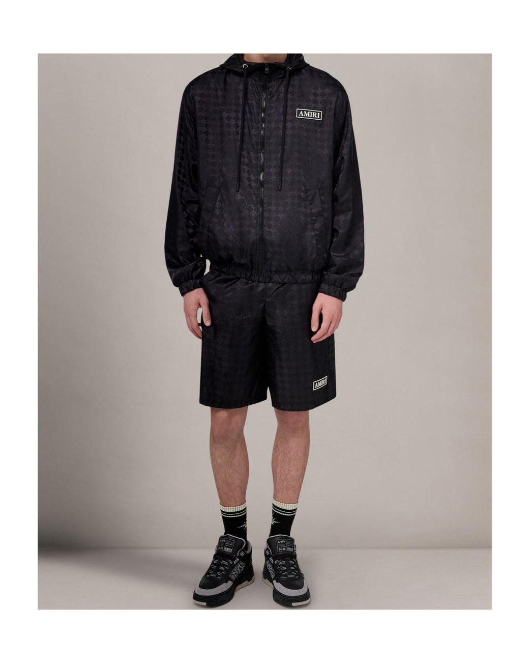 Amiri Black Ma Quad Logo Jacquard Shorts for men