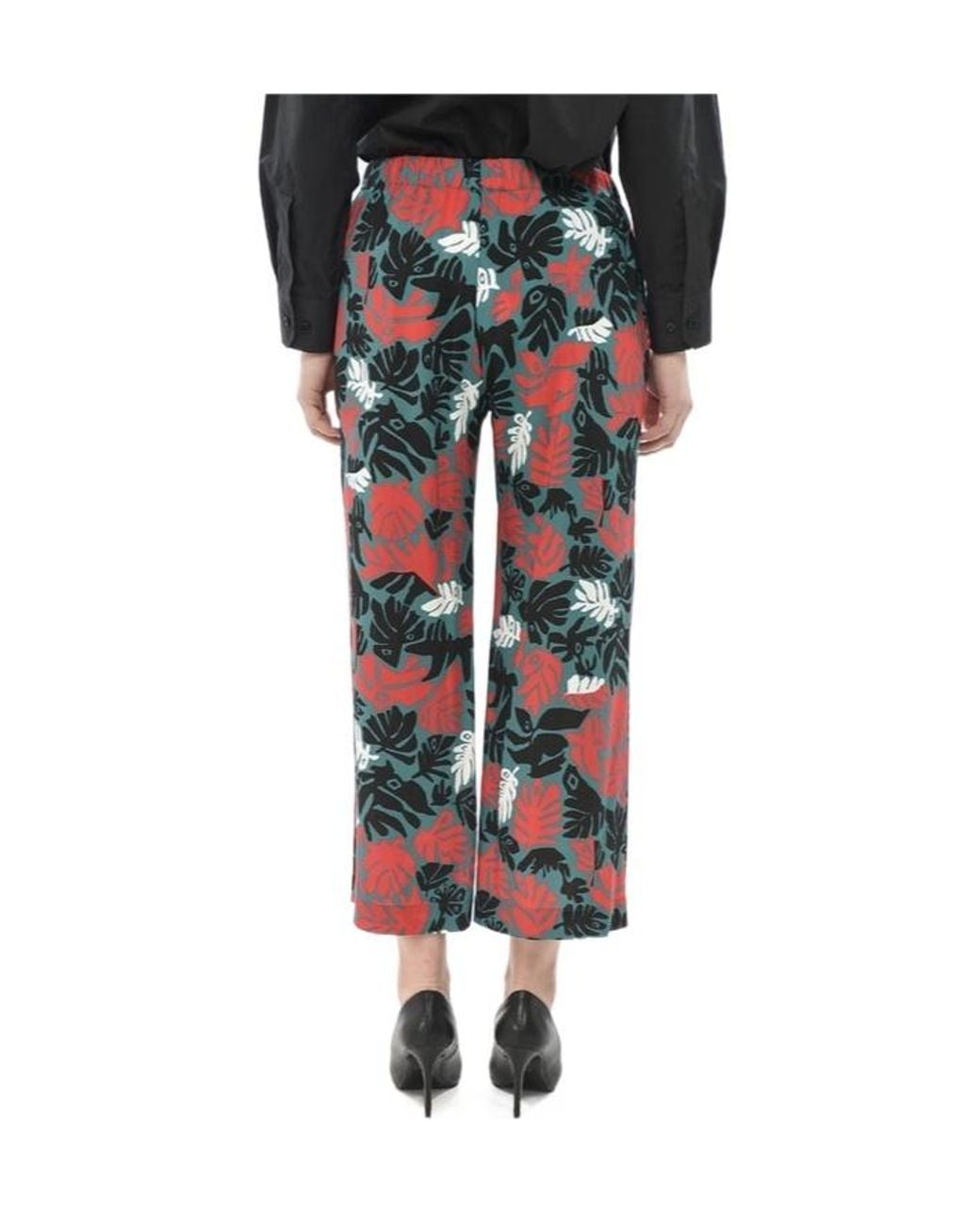 Marni Blue Floral-Print Cropped Trousers