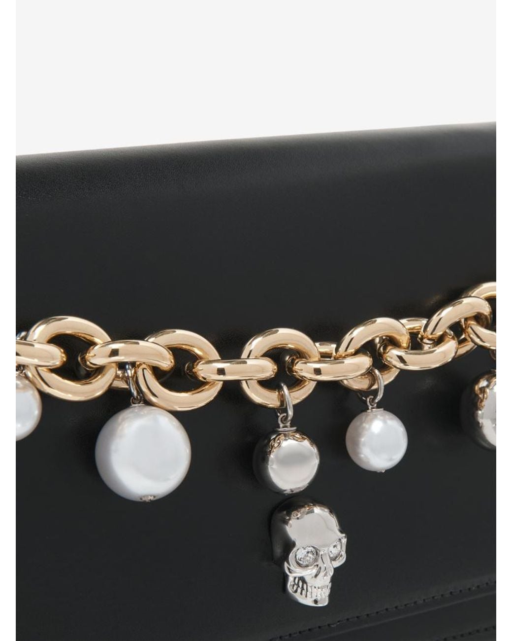 McQueen Black Skull Embellished Chained Clutch Bag