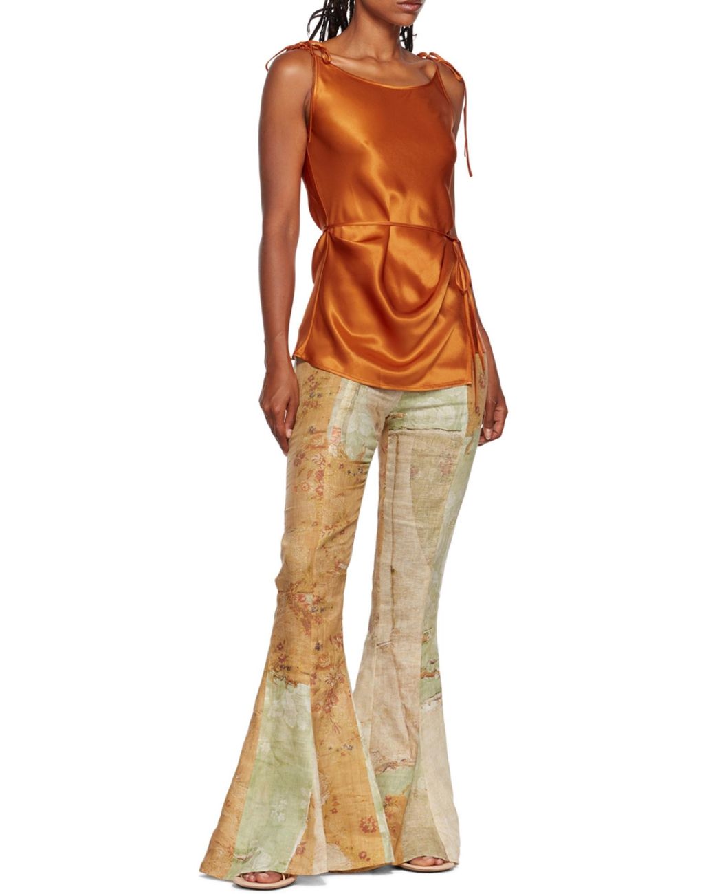 Acne Natural Trompe L'Oeil Print Flared Trousers