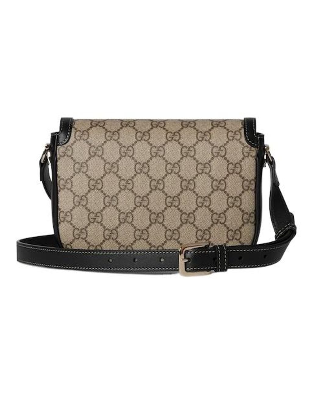 Gucci Black Horsebit 1955 Soft Small Shoulder Bag, Gg Canvas