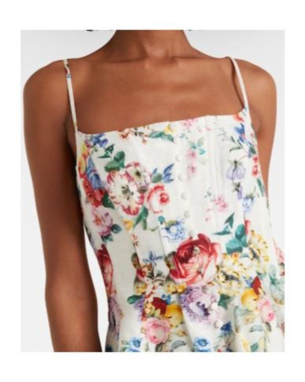 Camilla White Embellished Floral Linen And Silk Minidress