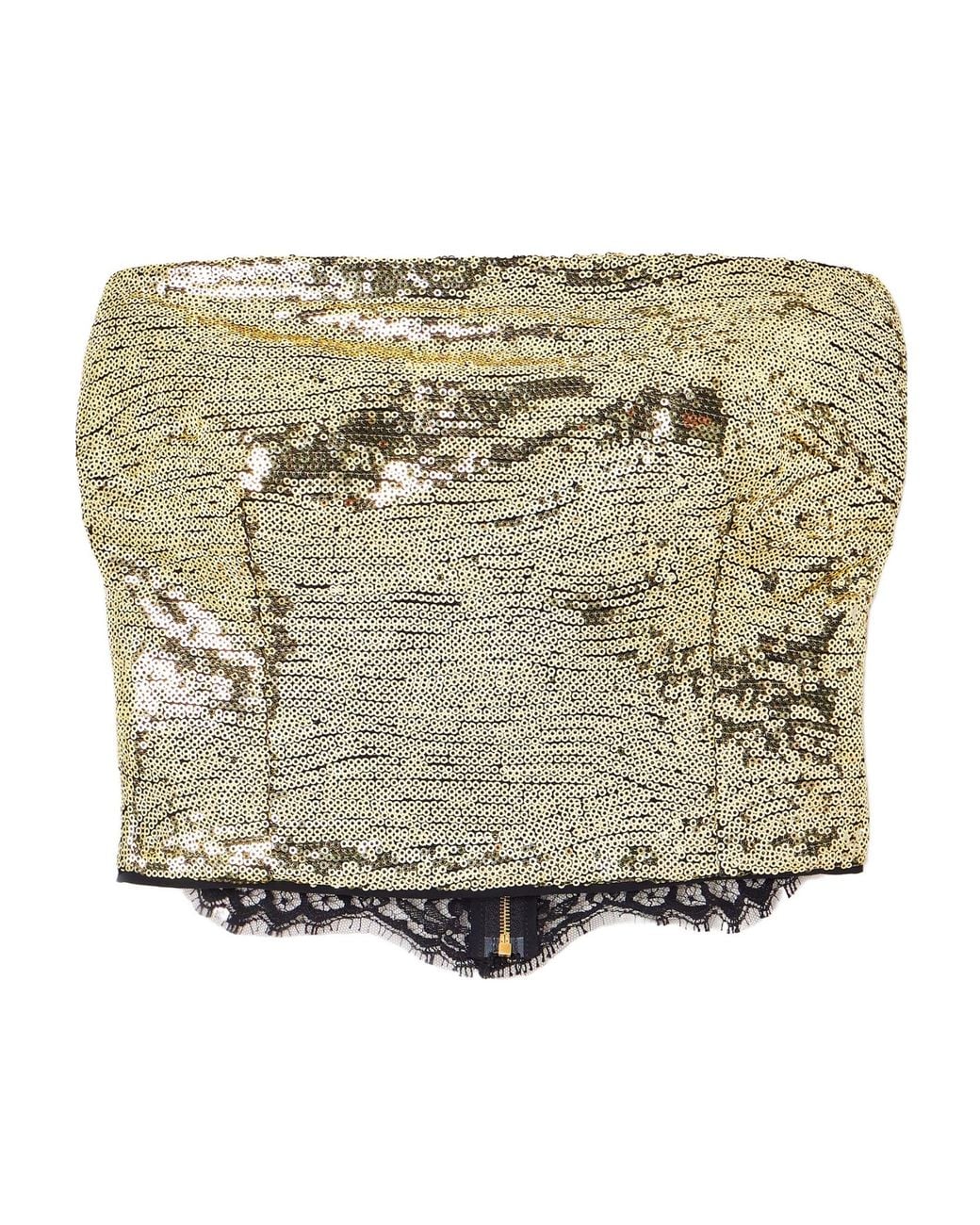 Dolce & Gabbana Metallic Sequin-Embellished Strapless Top