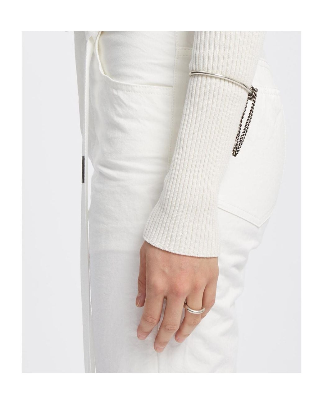 Ann Demeulemeester White Plain Hoop Ring for men