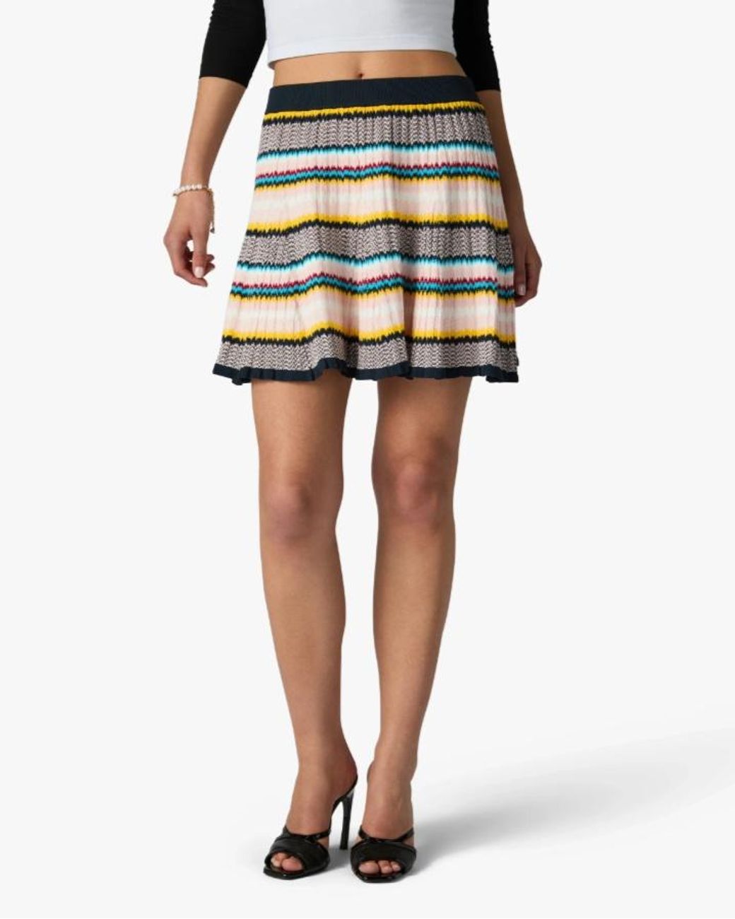 Casablanca Multicolor Zigzag Pleated Knitted Skirt