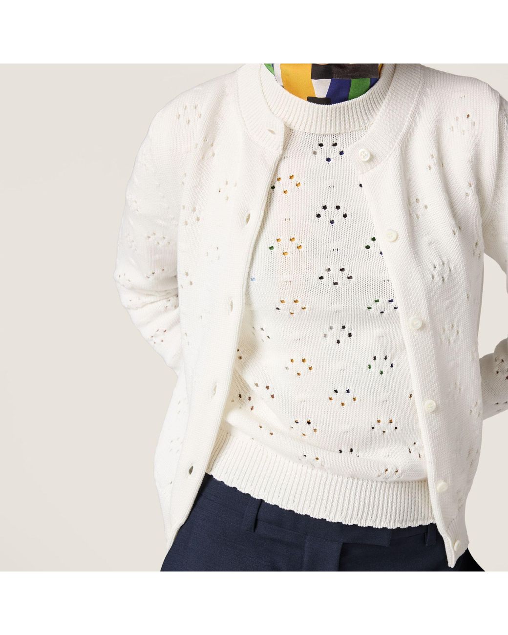 Miu Miu White Cotton Cardigan