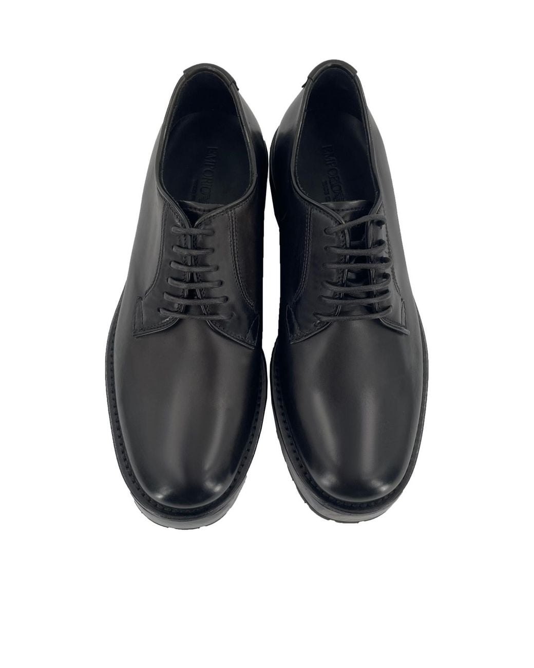 Emporio Armani Black Round Head Lacing Business Shoes for men
