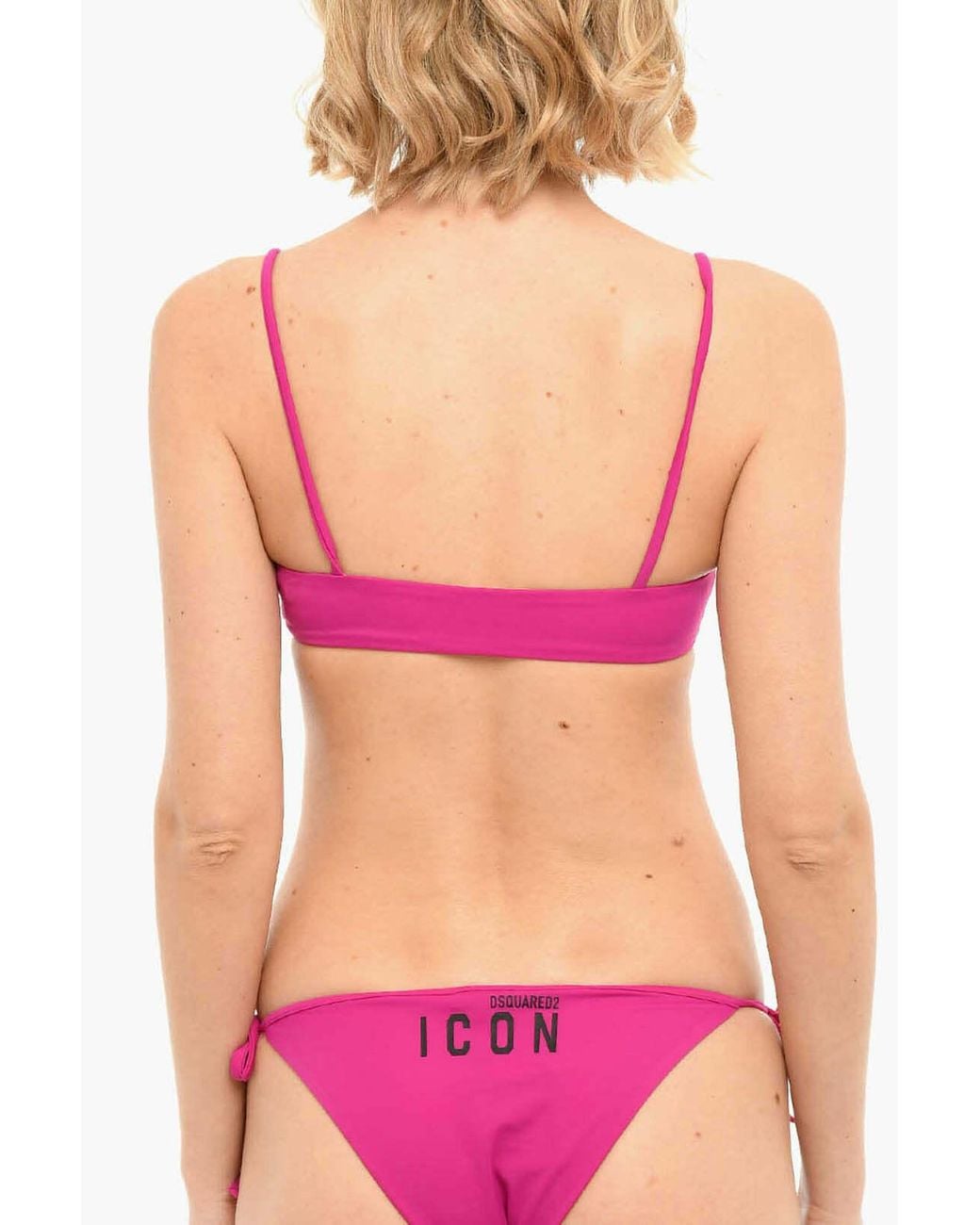 DSquared² Pink Icon Printed Bikini Top
