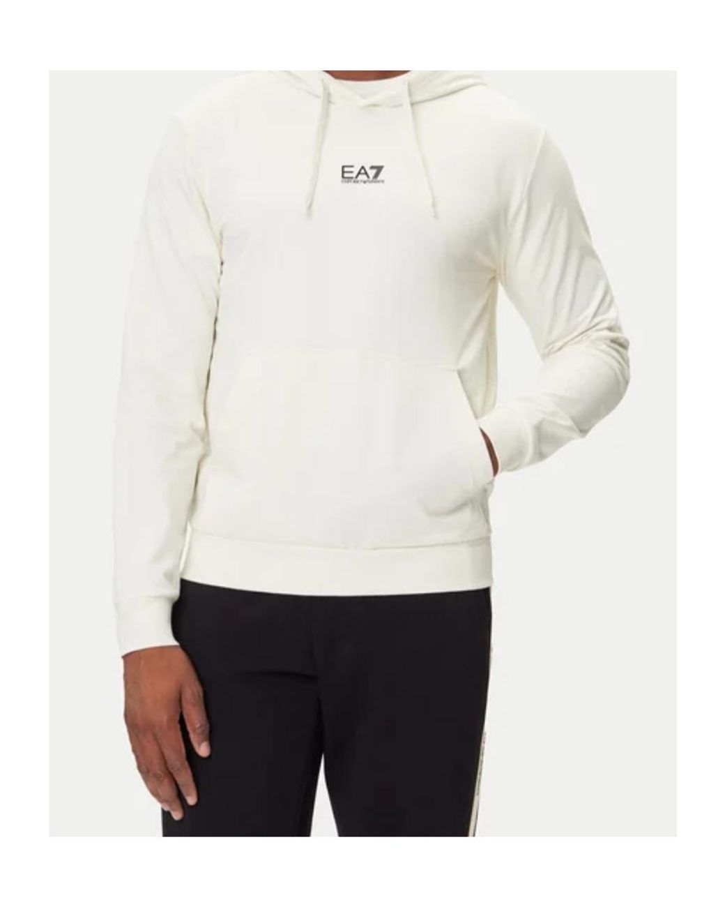 Emporio Armani White Logo-Print Hoodie for men