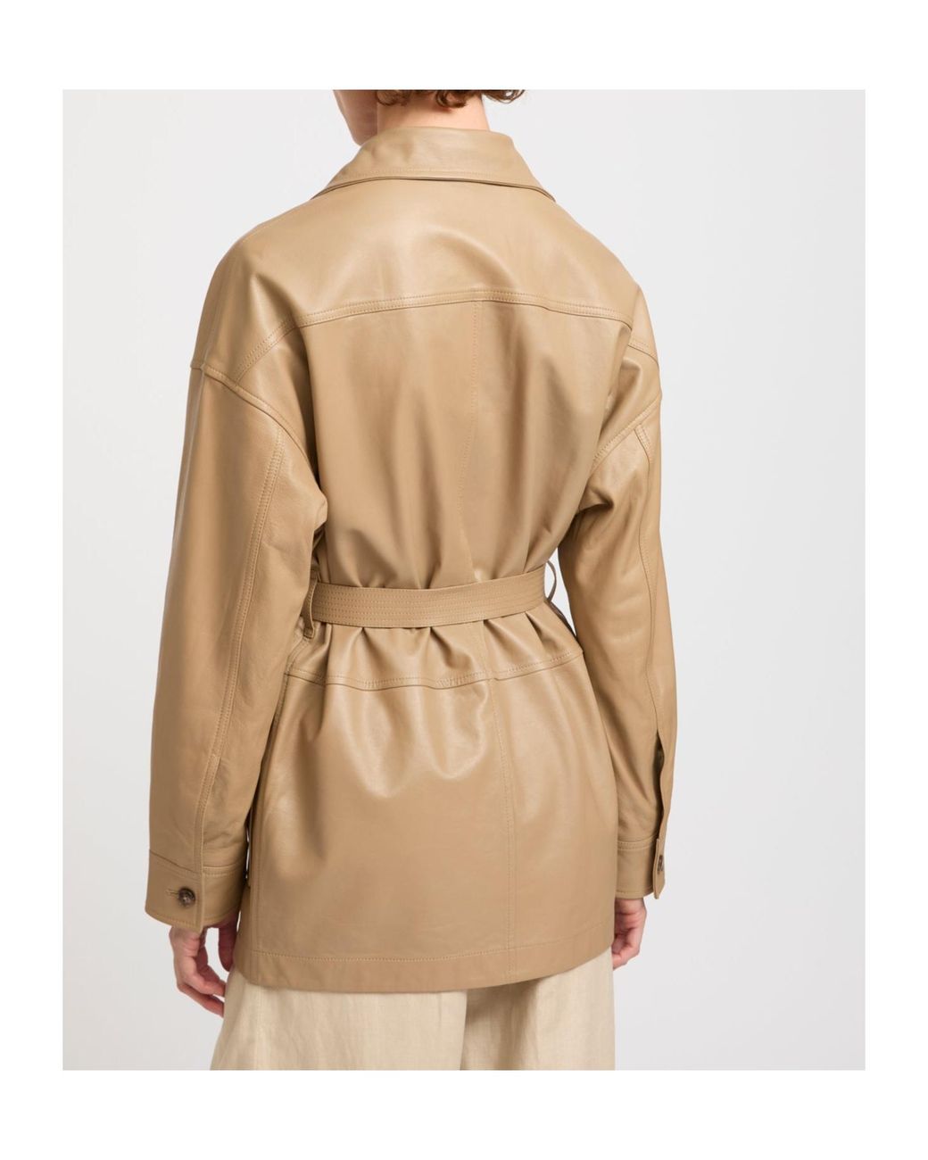 Yves Salomon Natural Buttoned Belted Jacket