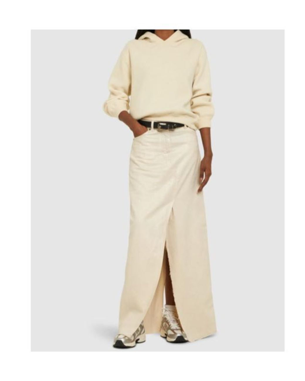 DARKPARK White Emma Cotton Denim Midi Skirt