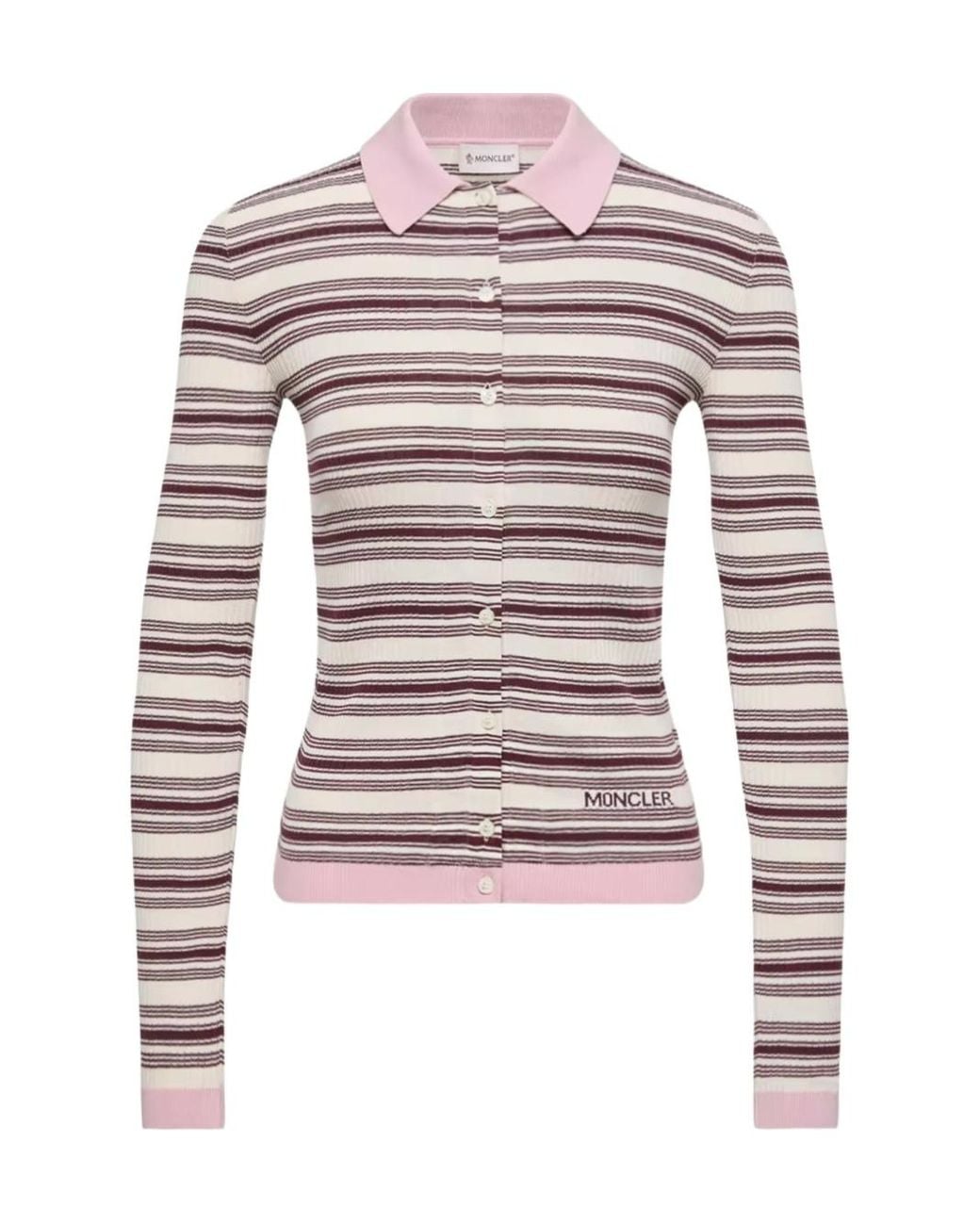 Moncler Multicolor Striped Long-Sleeved Knitted Polo Top