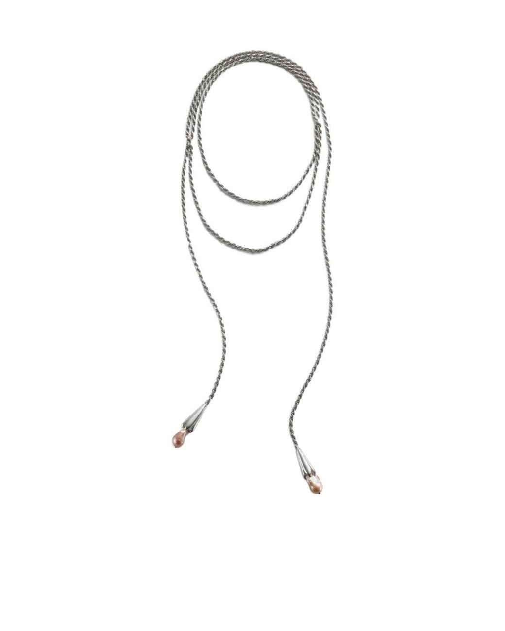 Bottega Veneta White Pearl Scarf Necklace
