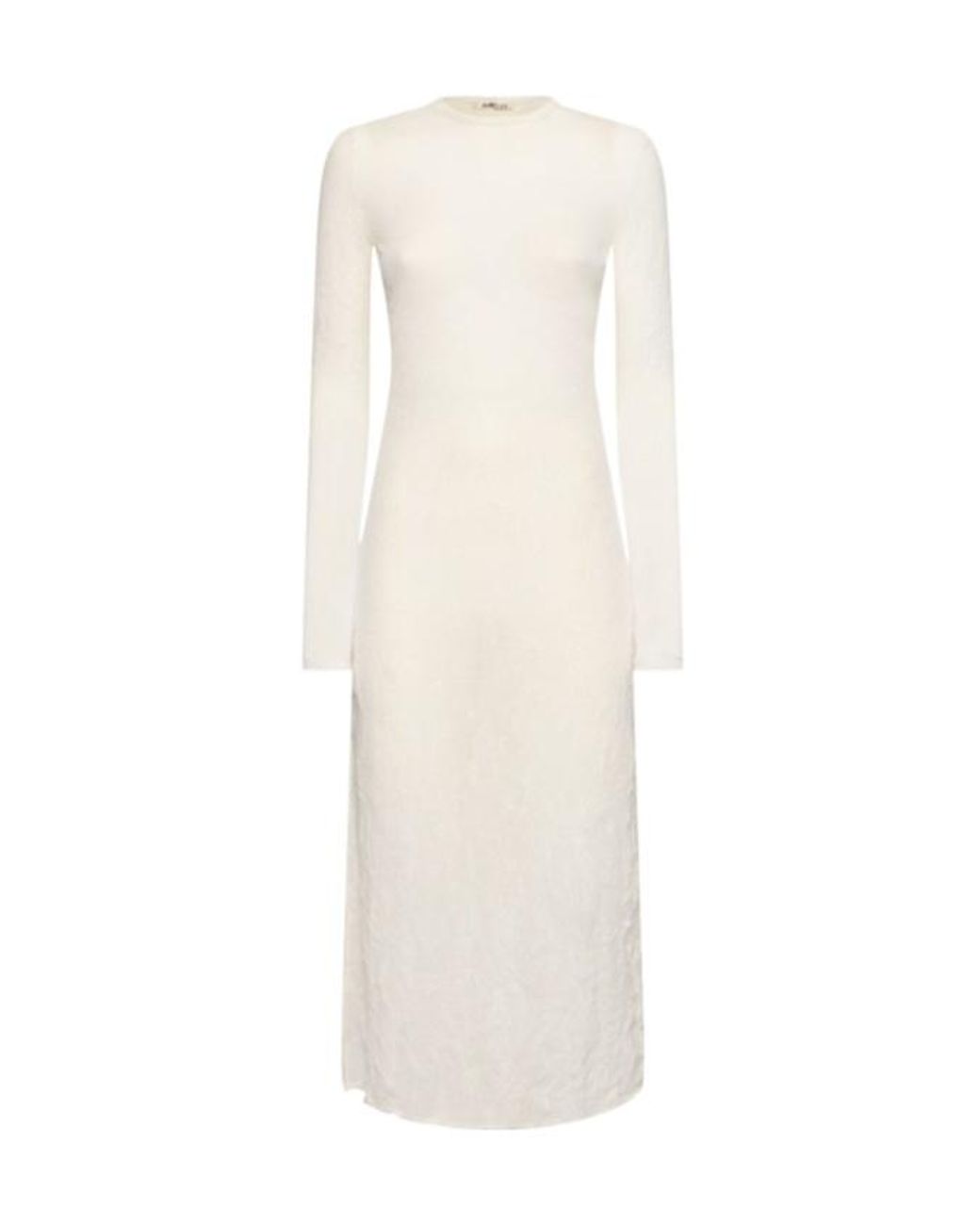 Auralee White Wool Blend Long-Sleeved Knit Dress