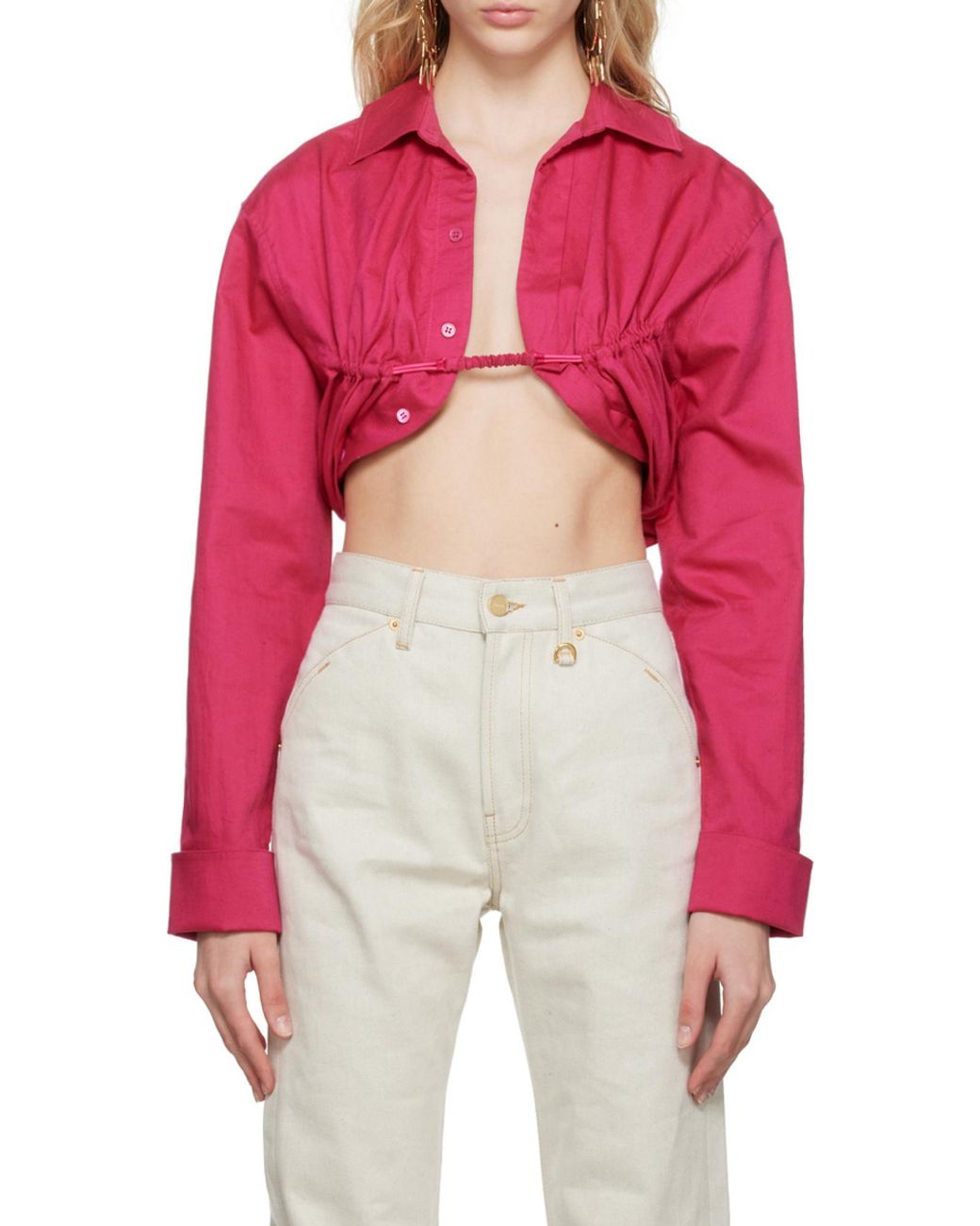 Jacquemus Pink Long Sleeve Short Shirt