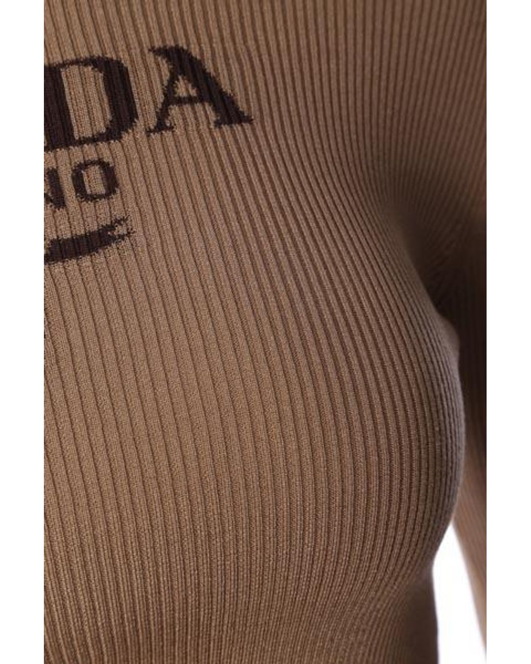 Prada Natural Silk Cropped Logo Sweater