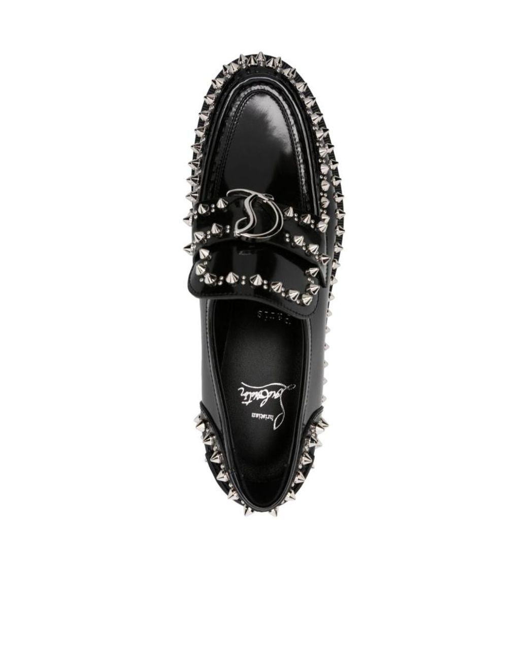 Christian Louboutin Black Cl Moc Lug Spikes Loafers