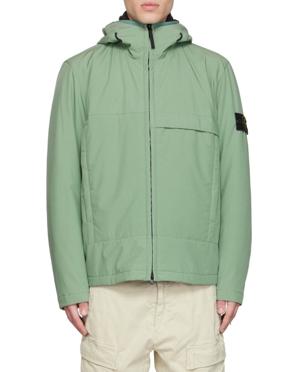 Stone Island Green Logo-Patch Jacket for men