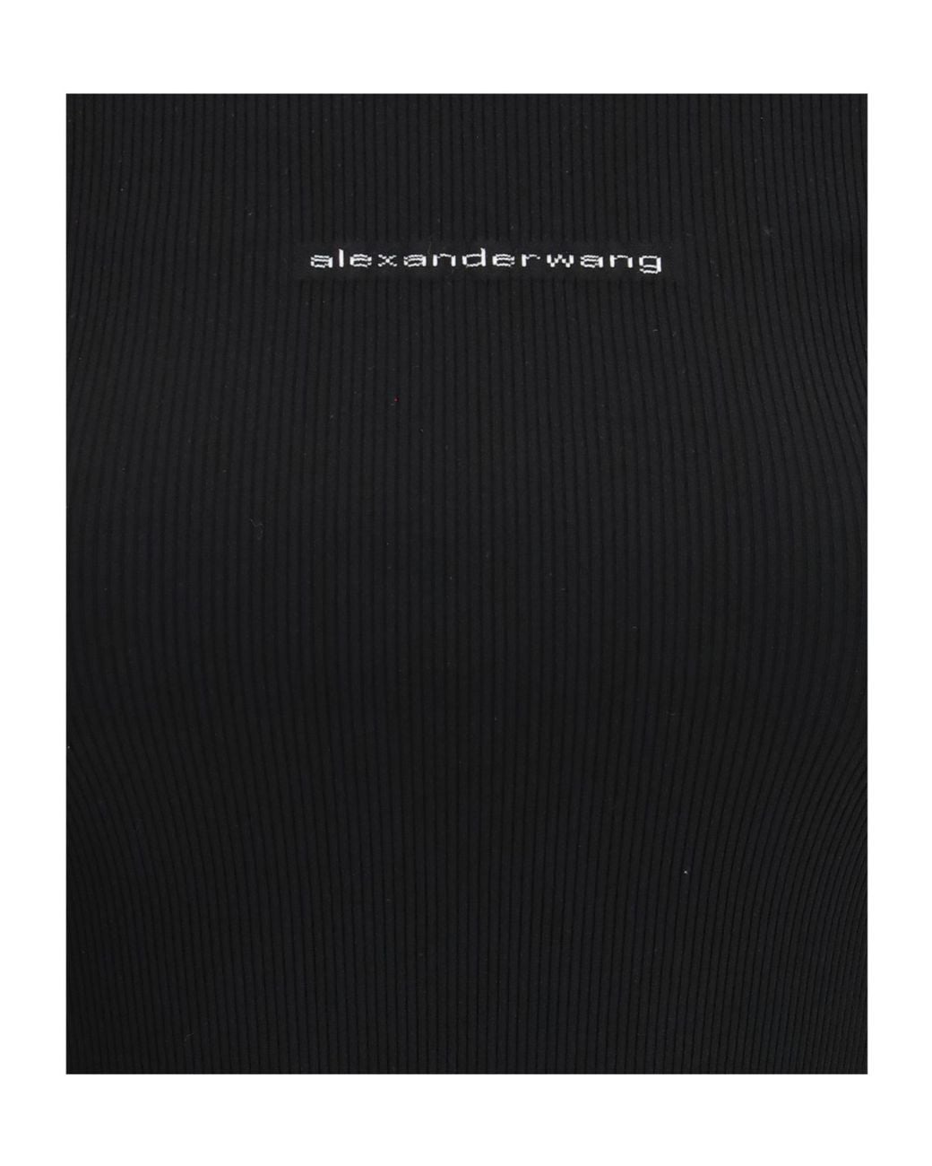 Alexander Wang Black Logo Ribbed Knitted Top