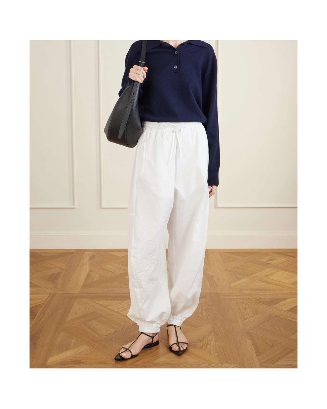 Rohe White Crinkled Cotton-Blend Tapered Pants
