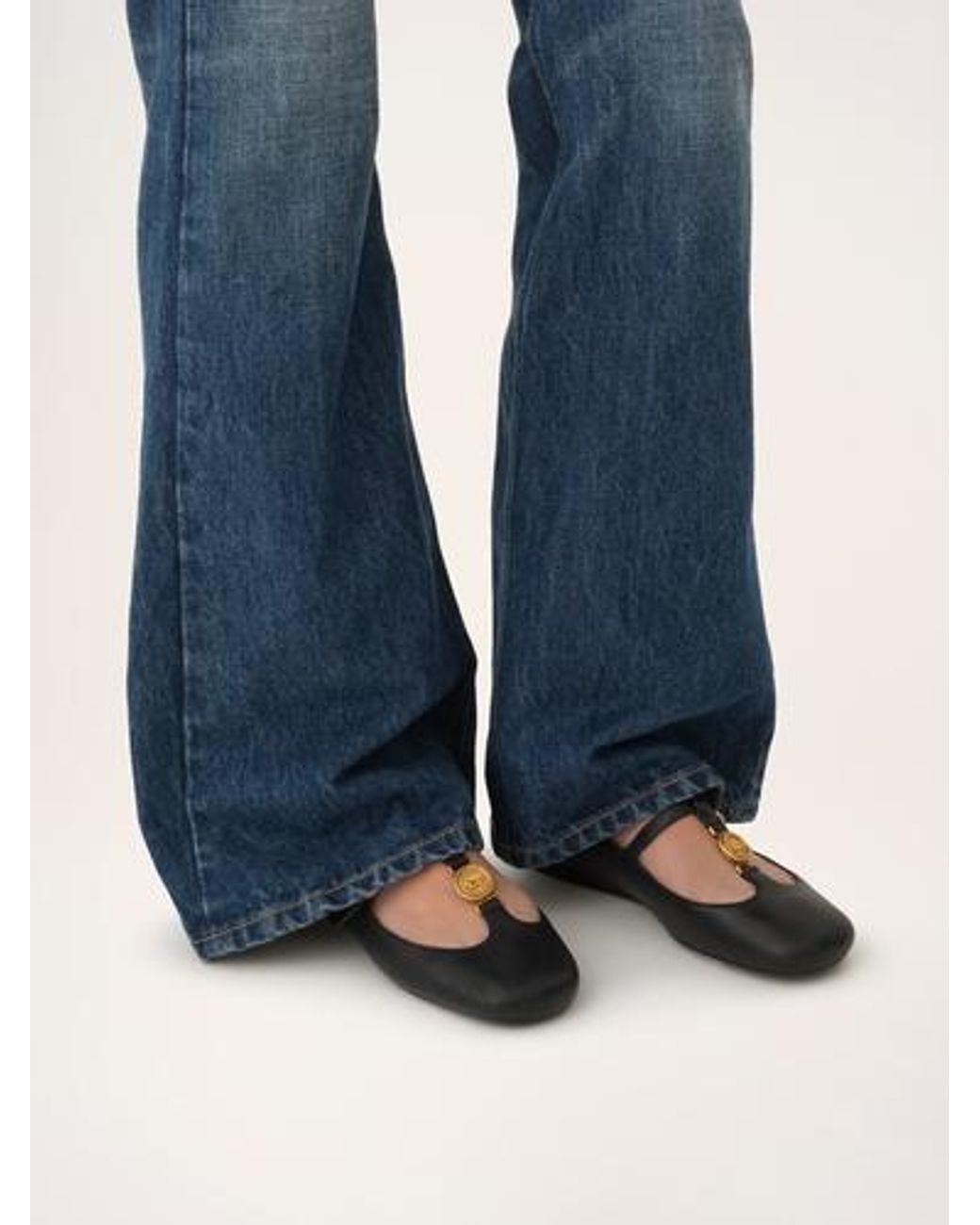 Chloé Black Logo-Medal Ballet Flats