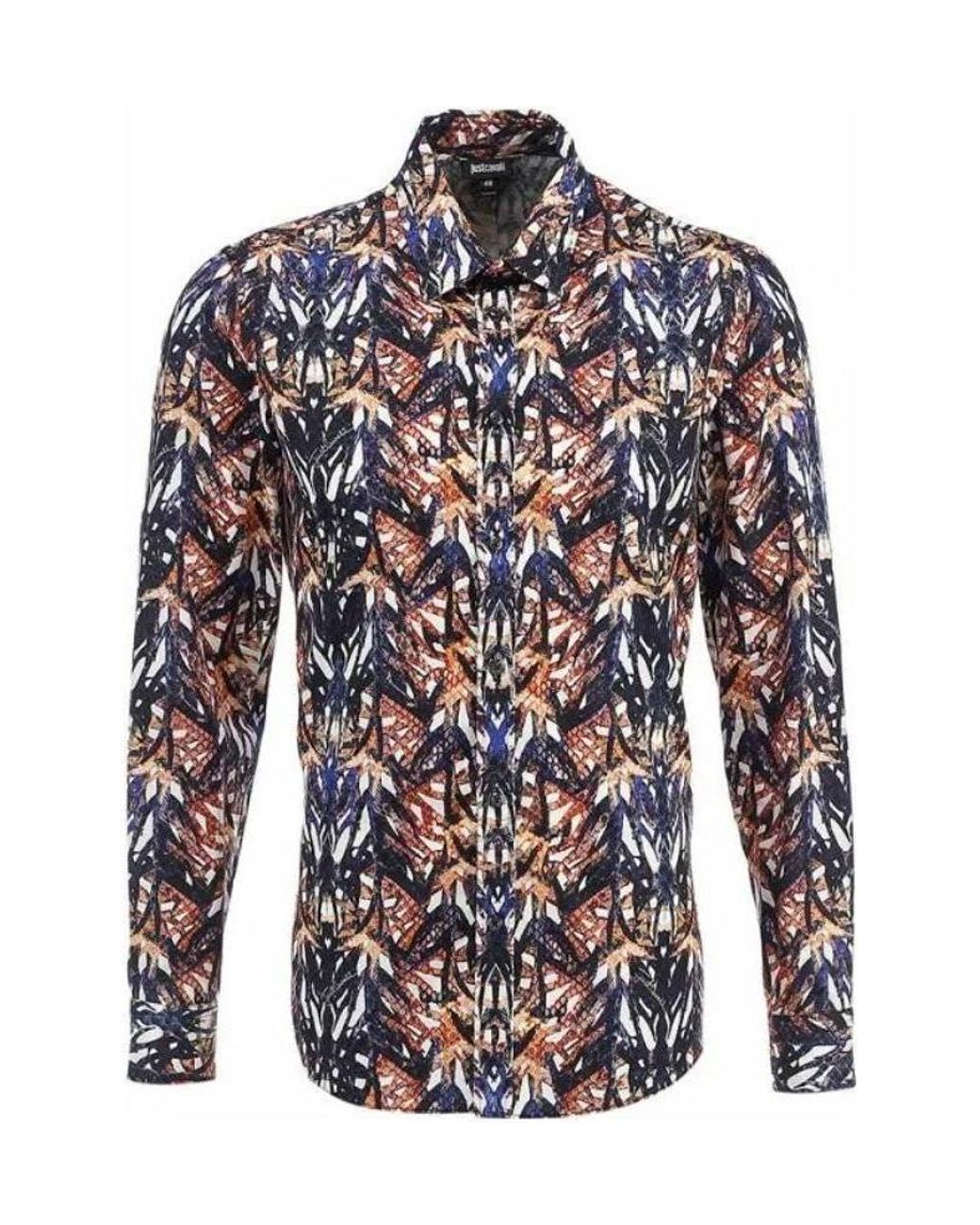 Just Cavalli Blue Printed Shirt for men