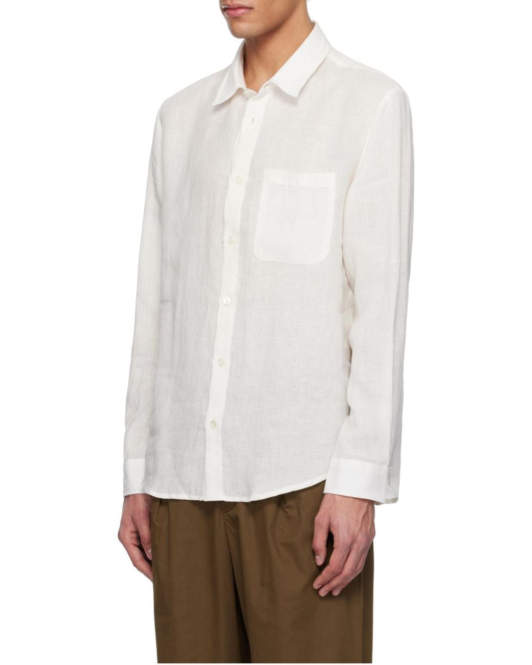A.P.C. White Buttoned Long-Sleeved Shirt for men