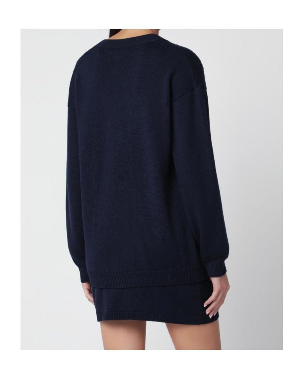 Alessandra Rich Blue Eyelet Button Knit Cardigan