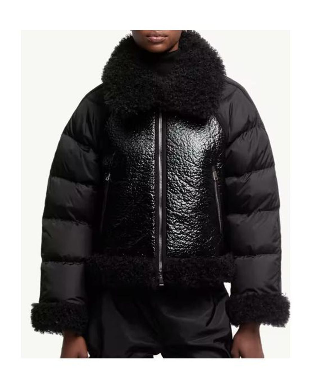 Moncler Black Rubrouk Teddy-Trimmed Short Down Jacket