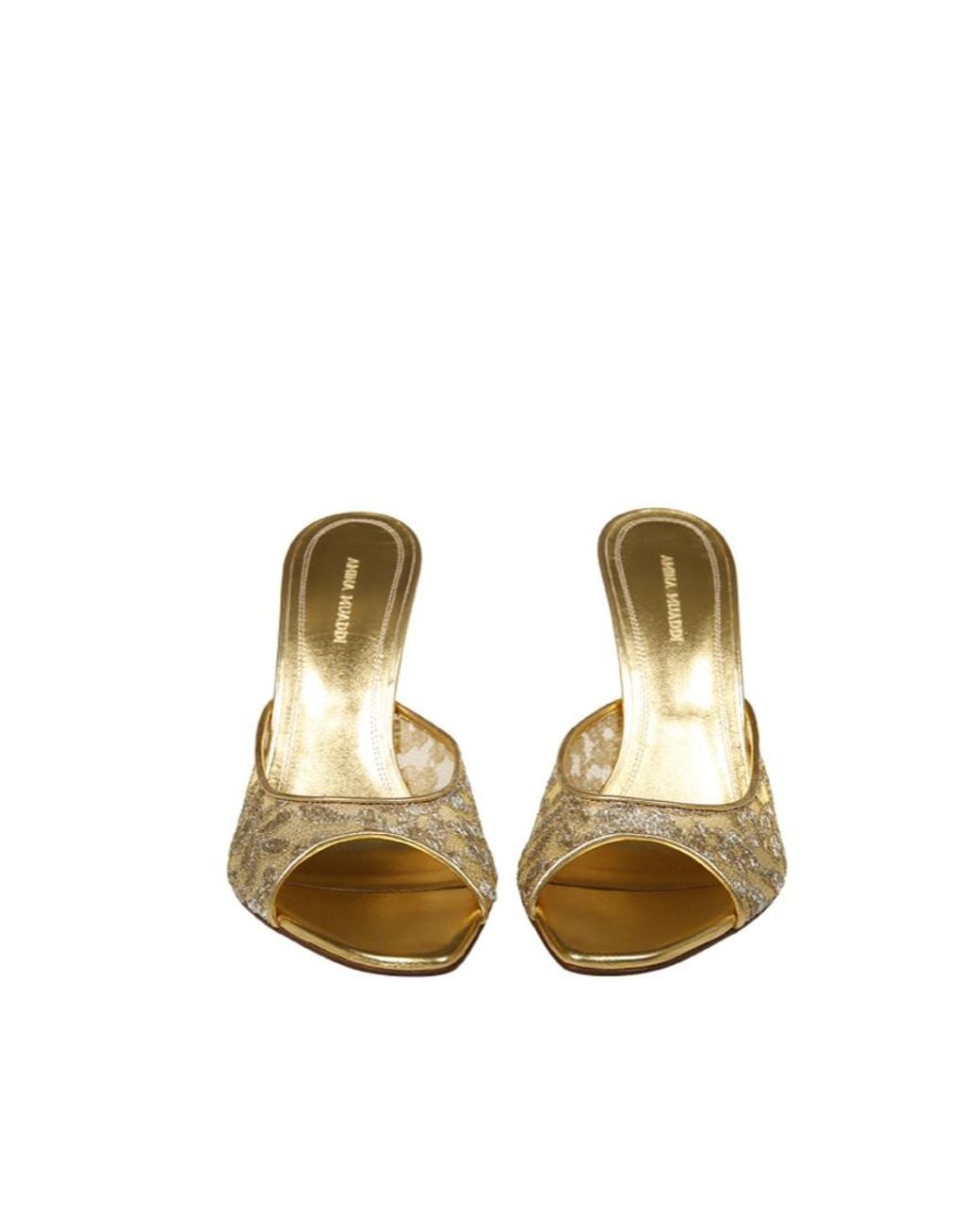 AMINA MUADDI Metallic Round-Toe High-Heeled Sandals