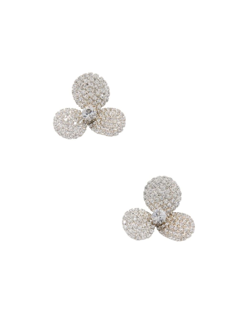 Jennifer Behr White Crystal-Embellished-Tone Metal Earrings