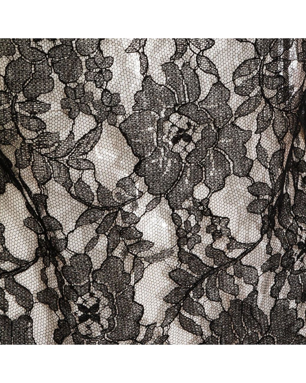 Valentino Black Floral Lace Short-Sleeved Top